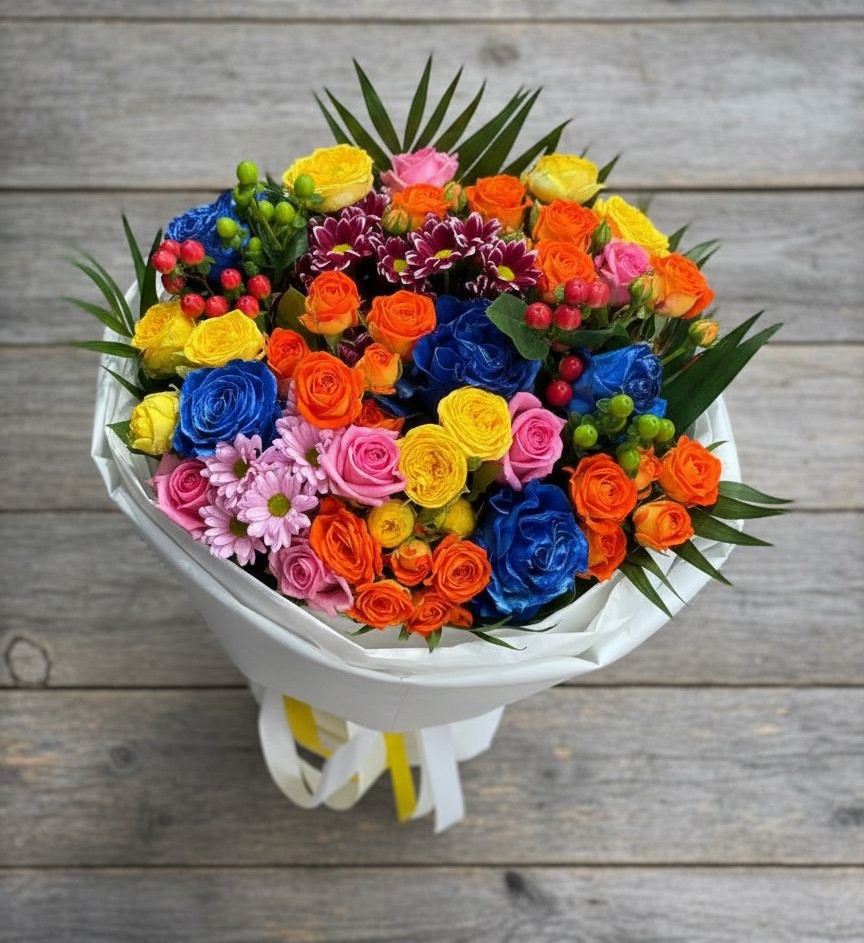 Букет цветов из: Розы и Хризантемы в Сармаково