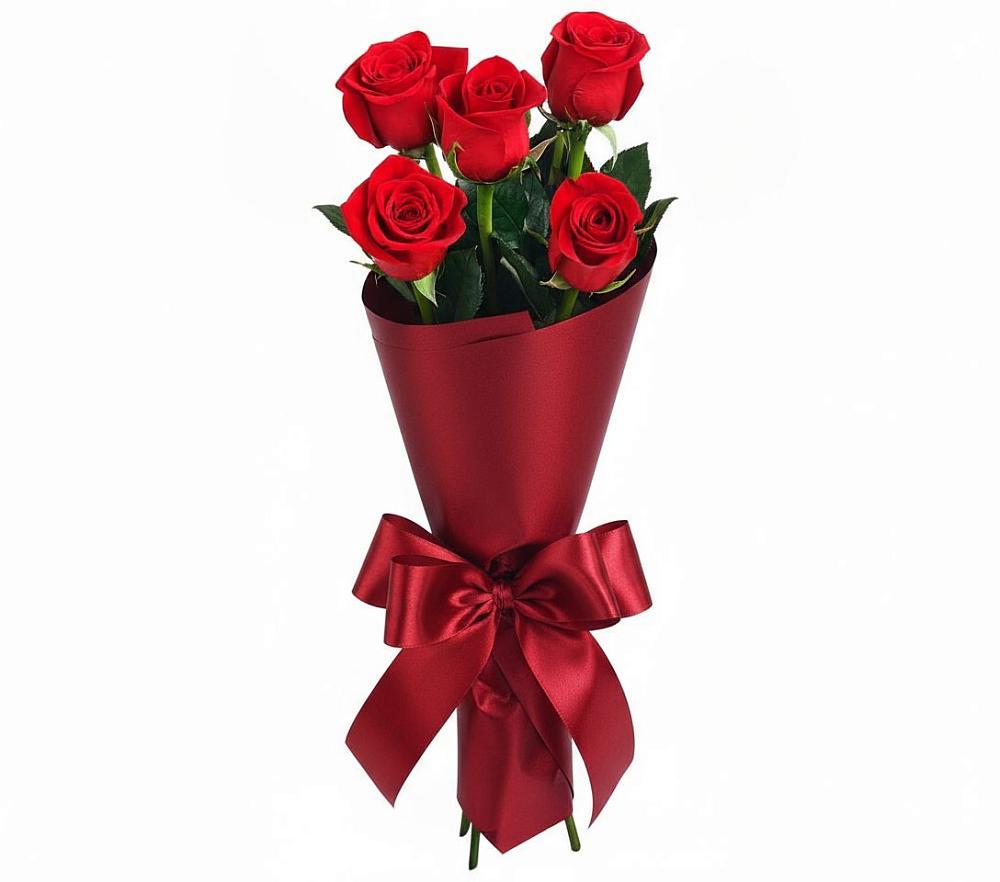 Букет 5 Красных роз Эдлесс Лав в Сармаково