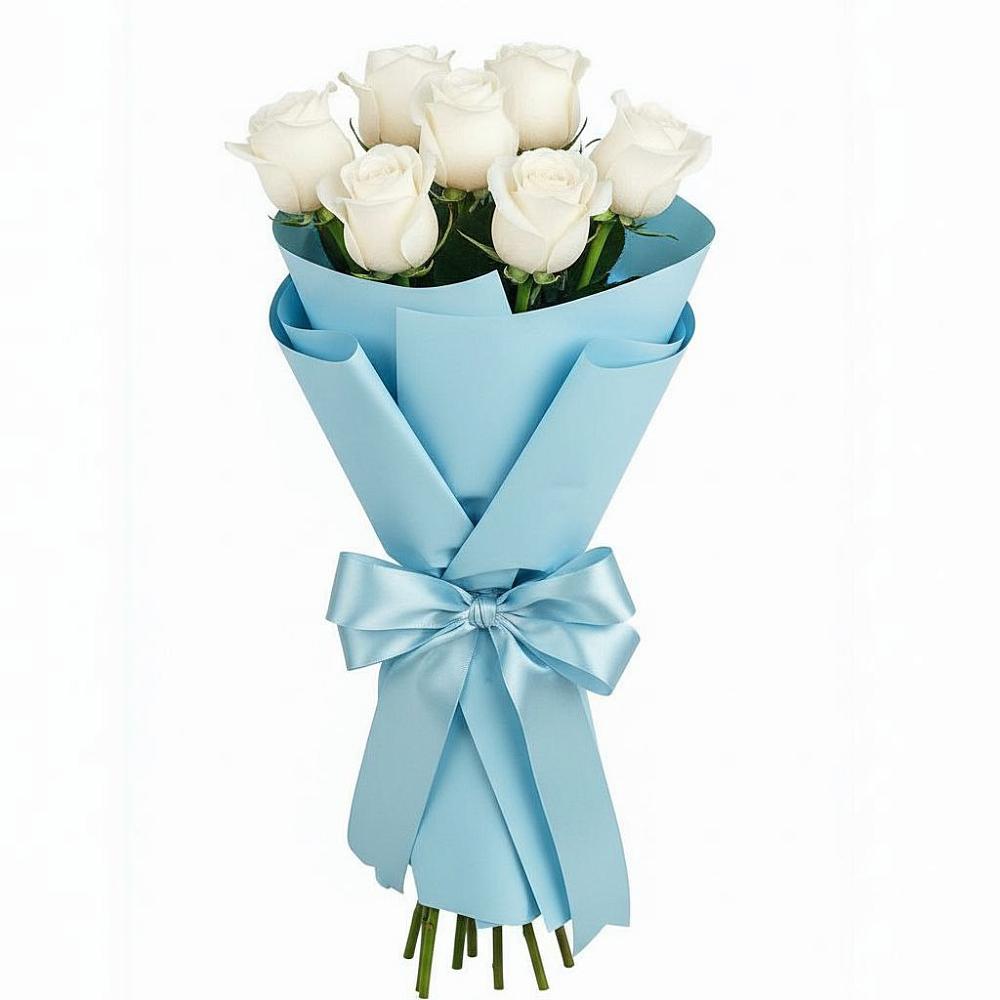 Букет 7 белых роз Проуд в Сармаково