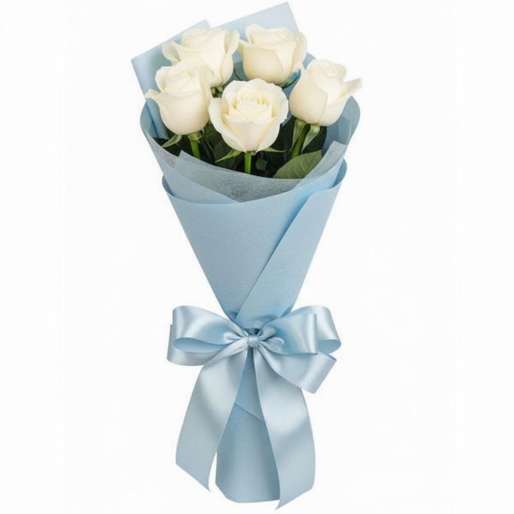 Букет 5 Белых роз Проуд в Сармаково