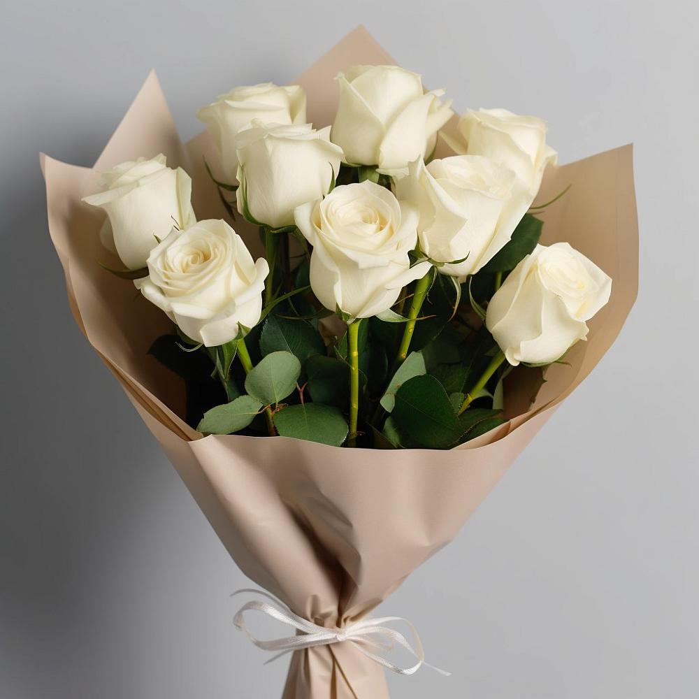 Букет 9 Белых роз Эдлесс Лав в Сармаково