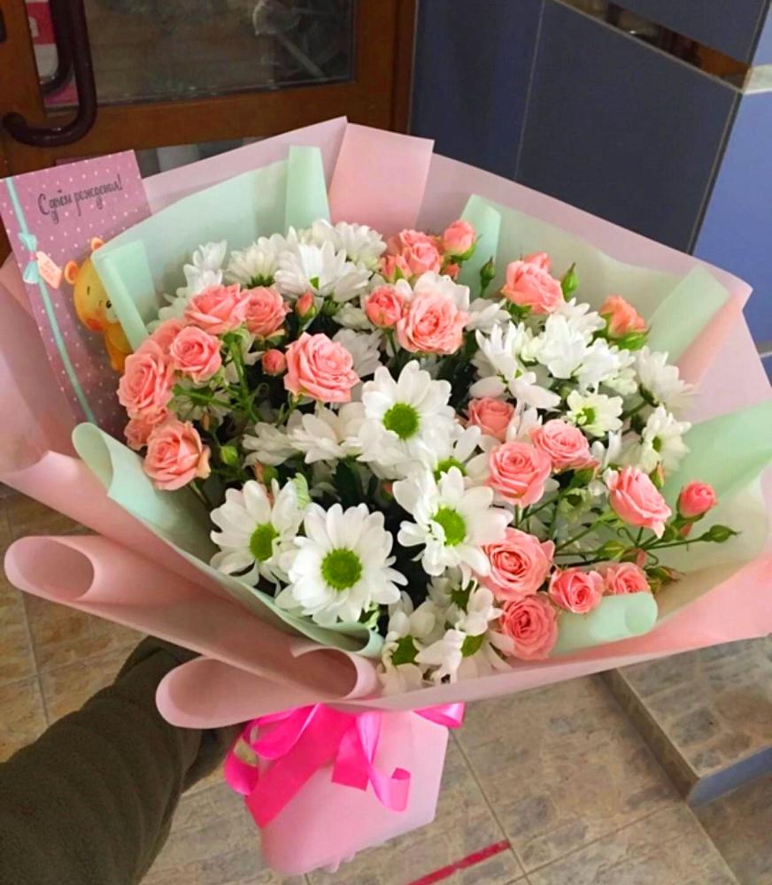 Букет цветов из: Розы и Хризантемы в Сармаково