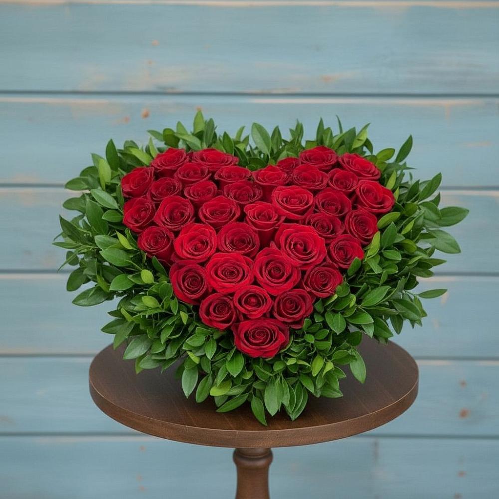 Цветочная композиция из Розы в виде сердца в Сармаково