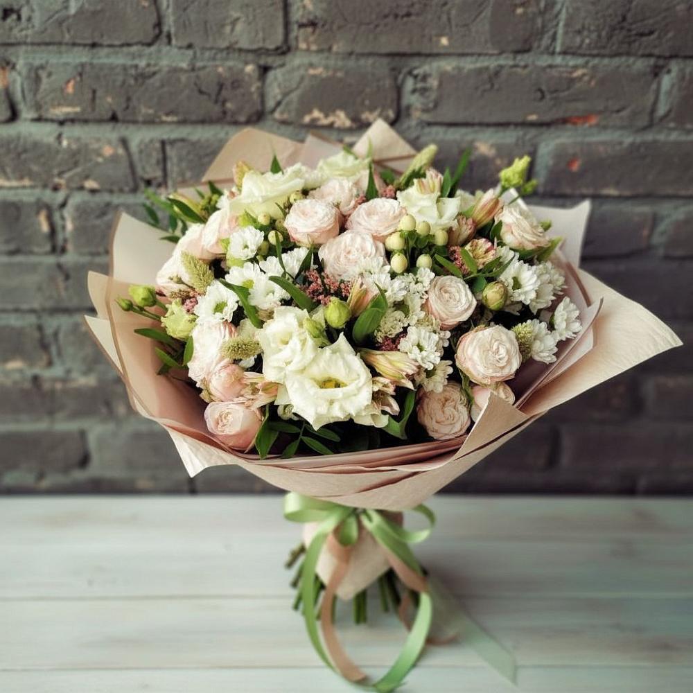 Букет цветов из: Альстромерии, Розы и Хризантемы в Сармаково