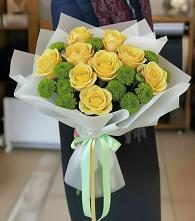 Букет цветов из:  Хризантемы и Розы #REPLACE_PRED# Сармаково