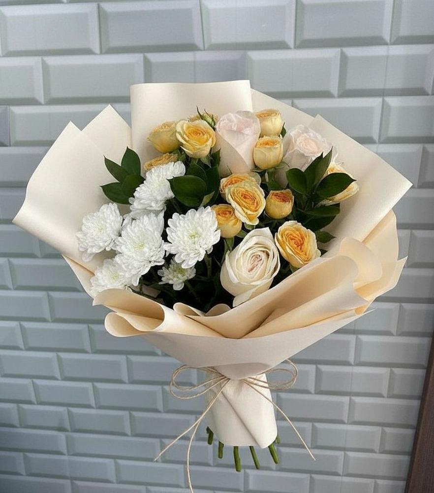 Букет цветов из: Розы и Хризантемы в Сармаково