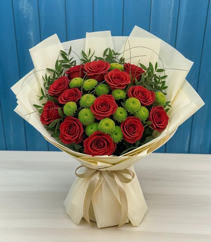 Букет цветов из: Розы и Хризантемы в Сармаково